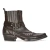 Infinity Leather Mens Leather Cowboy Ankle Boots Black Brown Cuban Biker Winklepicker Western In Black