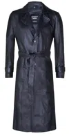 Infinity Leather Mens Leather Full Length Trench Coat-appleton In Black