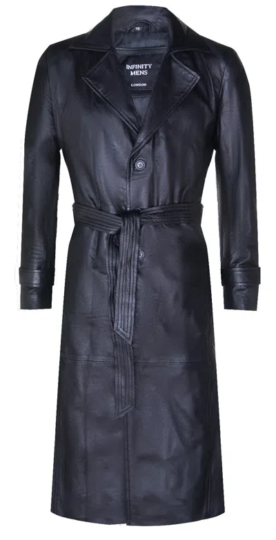 Infinity Leather Mens Leather Full Length Trench Coat-appleton In Black