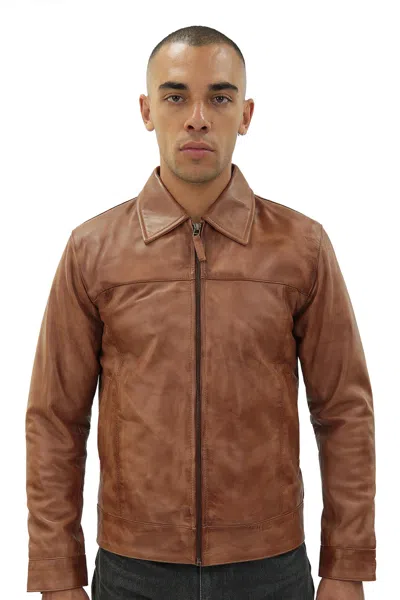 Infinity Leather Mens Leather Harrington Jacket-shanghai In Multi