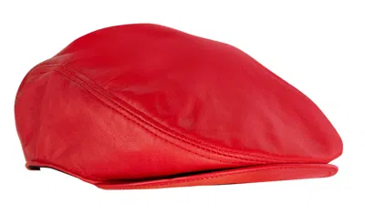 Infinity Leather Mens Leather Peaky Blinders Newsboy Flat Hat In Red