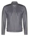 Infinity Leather Mens Leather Quilted Biker Jacket - Berlin In Blue