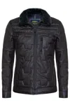 Infinity Leather Mens Leather Quilted Puffer Biker Jacket - Thornton In Brown