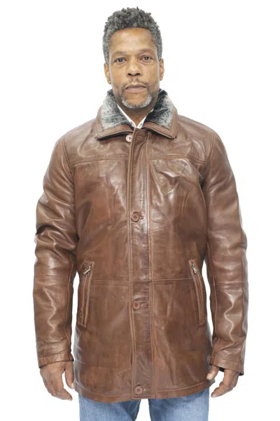 Infinity Leather Mens Leather Trench Coat-aleppo In Brown