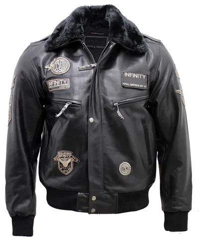 Infinity Leather Mens Leather Us Air Force Bomber Jacket-wellington In Black