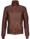 Infinity Leather Mens Leather Varsity Bomber Jacket-adana In Multi