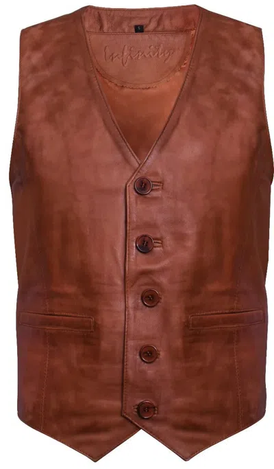 Infinity Leather Mens Leather Waistcoat Formal Traditional Gilet Vest In Multi