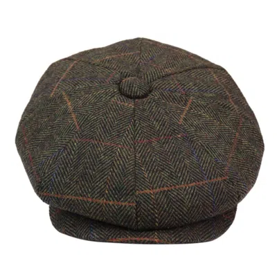 Infinity Leather Mens Peaky Blinders Herringbone Flat Hat In Brown