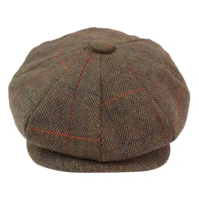 Infinity Leather Mens Peaky Blinders Herringbone Flat Hat In Brown