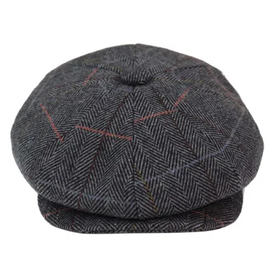 Infinity Leather Mens Peaky Blinders Herringbone Flat Hat In Gray
