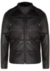 Infinity Leather Mens Puffer Leather Bomber Jacket-augsburg In Black