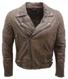 Infinity Leather Mens Quilted Leather Biker Jacket-bordeaux In Brown