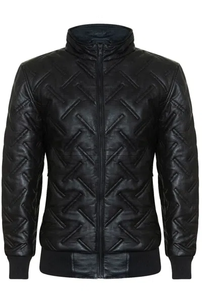 Infinity Leather Mens Quilted Leather Bomber Jacket - Taunton In Black
