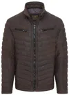 Infinity Leather Mens Quilted Puffer Leather Bomber Jacket - Torpoint In Brown