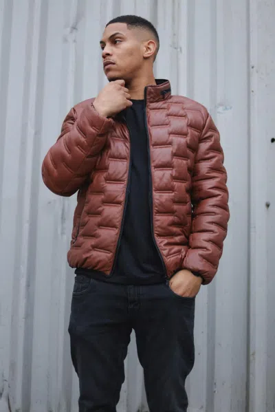 Infinity Leather Mens Quilted Puffer Leather Bomber Jacket - Torpoint In Multi