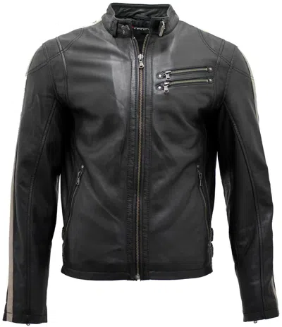Infinity Leather Mens Racer Black Nappa Leather Biker Jacket