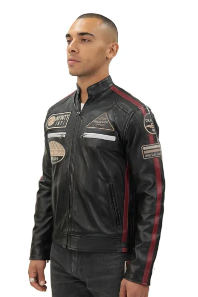 Infinity Leather Mens Racing Leather Biker Jacket-portland In Black