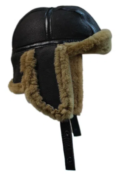 Infinity Leather Mens Raf Aviator Sheepskin B-55 Trapper Hat In Multi