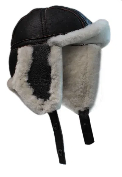 Infinity Leather Mens Raf Aviator Sheepskin B-55 Trapper Hat In White