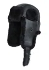 Infinity Leather Mens Raf Aviator Sheepskin B-55 Trapper Hat Winter Warm Leather Navigator Hat In Black