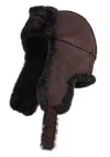 Infinity Leather Mens Raf Aviator Suede Sheepskin B-55 Trapper Hat Winter Warm Leather Navigator Hat In Brown