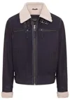 Infinity Leather Mens Real Sheep Suede Bomber Aviator Jacket - Sandnes In Blue