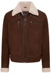 Infinity Leather Mens Real Sheep Suede Bomber Aviator Jacket - Sandnes In Brown