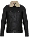 Infinity Leather Mens Removable Collar Leather Trucker Jacket-zagreb In Black