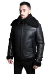 Infinity Leather Mens Retro Biker Sheepskin Jacket-hingham In Black