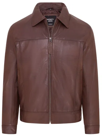 Infinity Leather Mens Retro Classic Leather Harrington Biker Jacket - Drammen In Brown