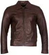 Infinity Leather Mens Retro Classic Nappa Leather Biker Jacket In Brown