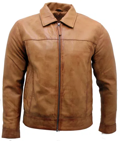 Infinity Leather Mens Retro Classic Nappa Leather Biker Jacket In Multi