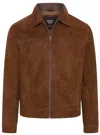 Infinity Leather Mens Retro Classic Suede Leather Harrington Biker Jacket - Bryne In Brown
