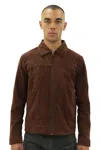 Infinity Leather Mens Retro Goat Suede Leather Harington Jacket-zurich In Brown