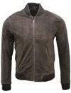 Infinity Leather Mens Retro Goat Suede Varsity Leather Bomber Jacket-athens In Brown