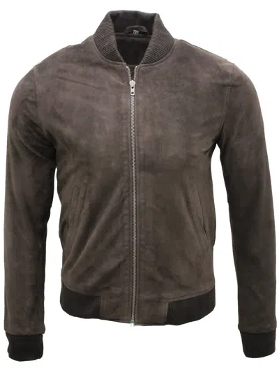 Infinity Leather Mens Retro Goat Suede Varsity Leather Bomber Jacket-athens In Brown