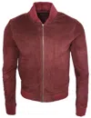 Infinity Leather Mens Retro Goat Suede Varsity Leather Bomber Jacket-athens In White