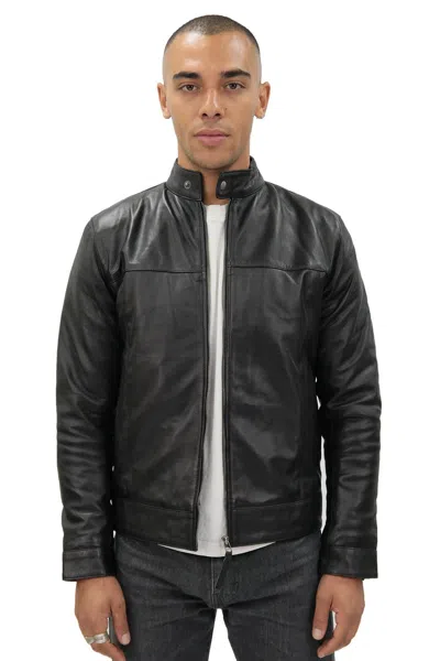 Infinity Leather Mens Retro Leather Biker Jacket-amsterdam In Black