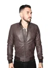 Infinity Leather Mens Retro Varsity Leather Bomber Jacket-pretoria In Brown