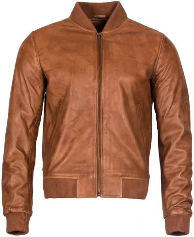 Infinity Leather Mens Retro Varsity Leather Bomber Jacket-pretoria In Multi