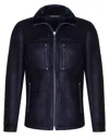 Infinity Leather Mens Sheepskin Biker Bomber Jacket-agboville In Black