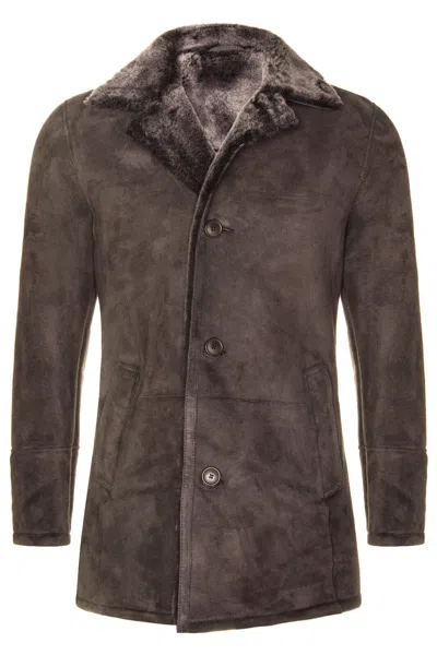 Infinity Leather Mens Sheepskin Classic Car Coat-avondale In Brown