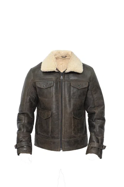 Infinity Leather Mens Sheepskin Classic Safari Jacket-hertford In Brown