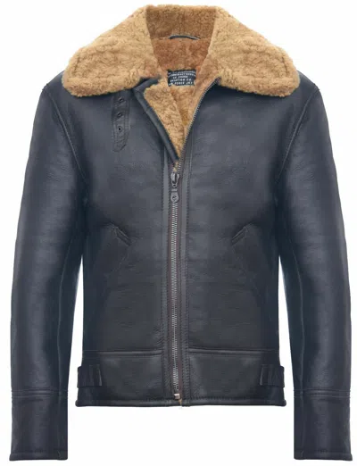 Pre-owned Infinity Leather Mens Sheepskin Jacket B3 Flying Leather Classic Raf Aviator Pilot Brown Ginger