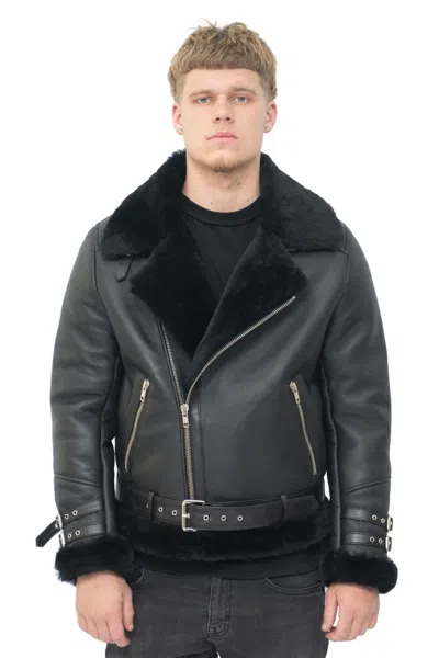 Infinity Leather Mens Sheepskin Leather Biker Jacket-hayle In Black