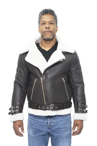 Infinity Leather Mens Sheepskin Leather Biker Jacket-hayle In Brown