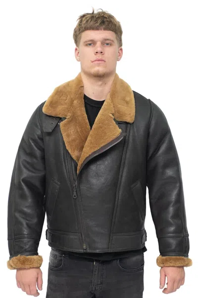 Infinity Leather Mens Sheepskin Leather Ww2 Bomber Jacket-haverhill In Multi