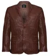 Infinity Leather Mens Slim 2 Button Leather Blazer Jacket-london In Brown