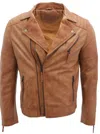 Infinity Leather Mens Slim Fit Brando Style Cross Zip Leather Biker Jacket In Multi