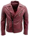 Infinity Leather Mens Slim Fit Brando Style Cross Zip Leather Biker Jacket In White
